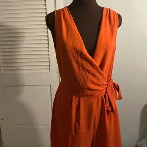 Emma & Michele Orange Wrap Tie Front Jumpsuit